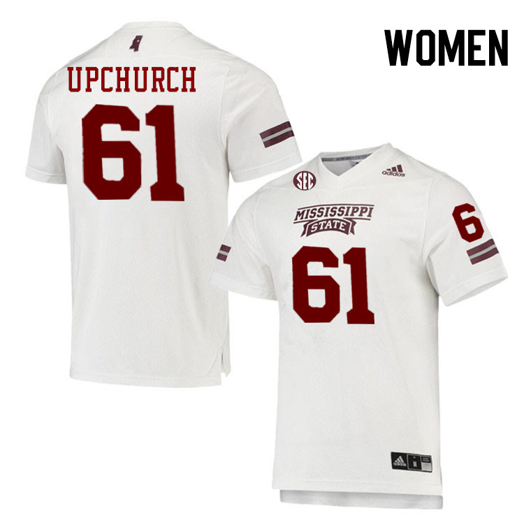 Women #61 Karsten Upchurch Mississippi State Bulldogs College Football Jerseys Stitched-White